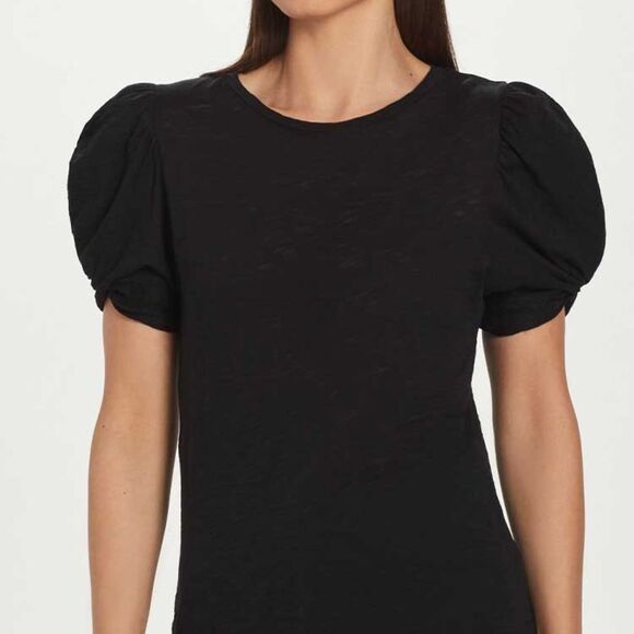Goldie Elegant Black Ruched Sleeve Blouse, Small - Picture 1 of 7